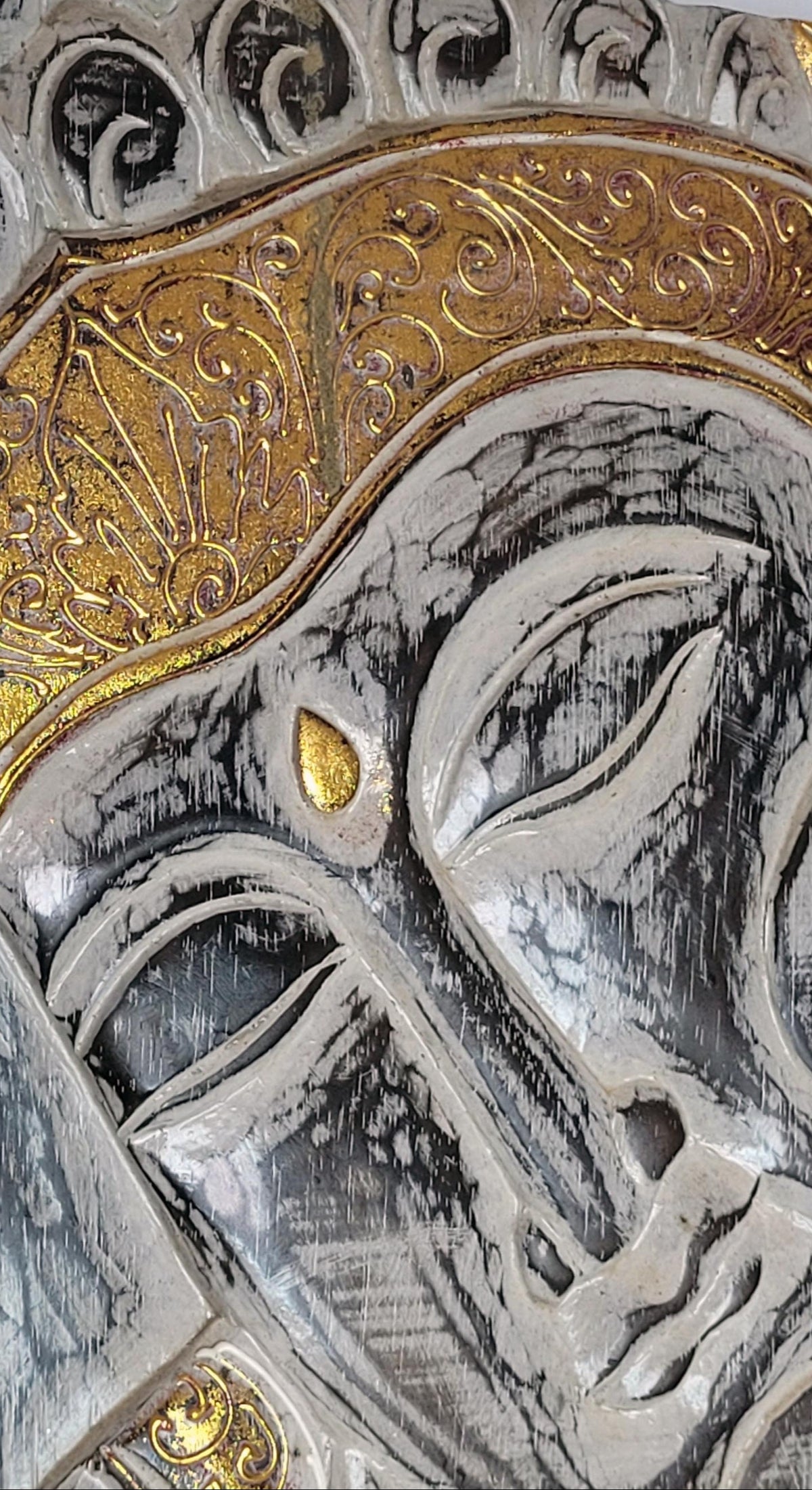 Buddha papan - Cuadro Buda 40 cm (Blanco Café / Dorado) - 146