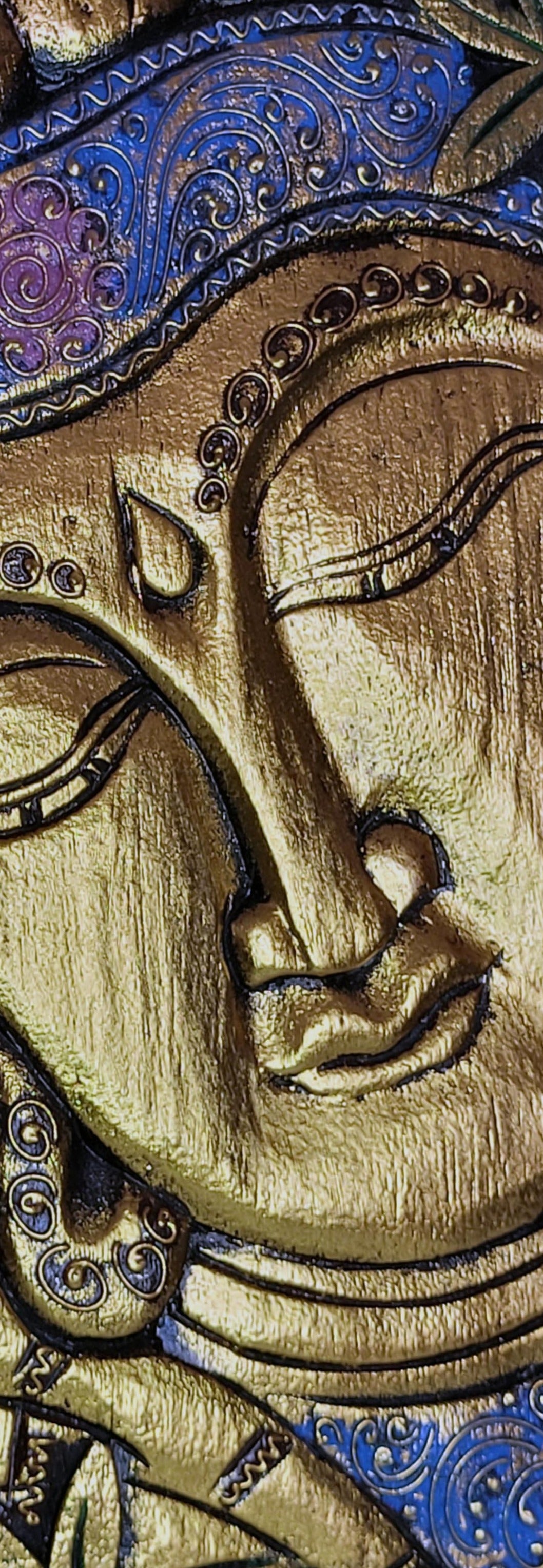 Buddha papan - Cuadro Buda 40 cm (Dorado / Azul) - 148