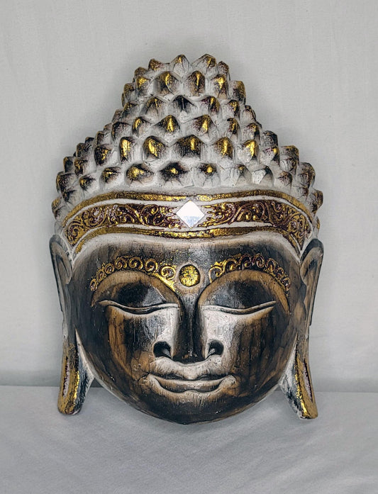 Buda durian - Buddha duren  20 cm (Café - Blanco / Dorado) - 104