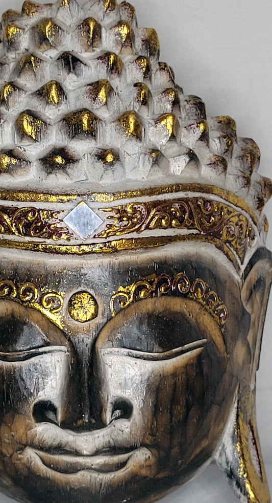 Buda durian - Buddha duren  20 cm (Café - Blanco / Dorado) - 104