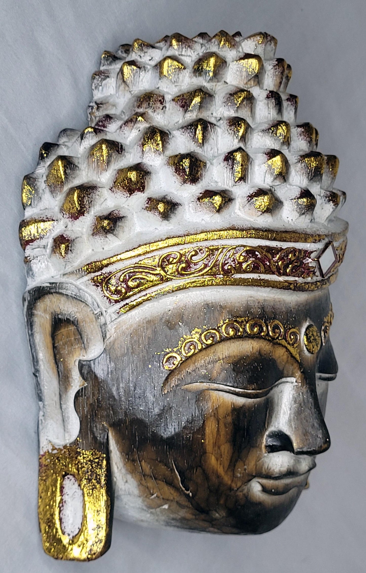 Buda durian - Buddha duren  20 cm (Café - Blanco / Dorado) - 104