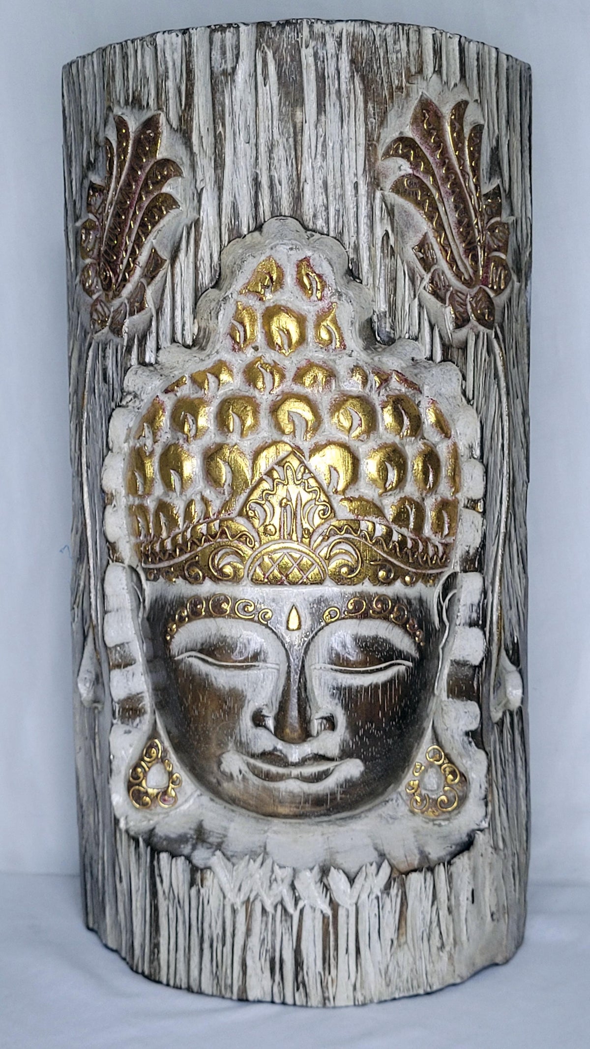 Buddha ukir - Buda árbol 40 cm (Blanco) - 133