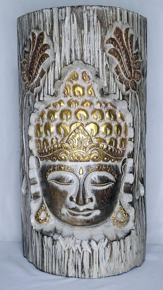 Buddha ukir - Buda árbol 40 cm (Blanco) - 133