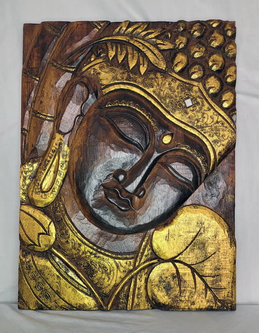 Buddha papan - Cuadro Buda 50 cm (Café / Dorado) - 144