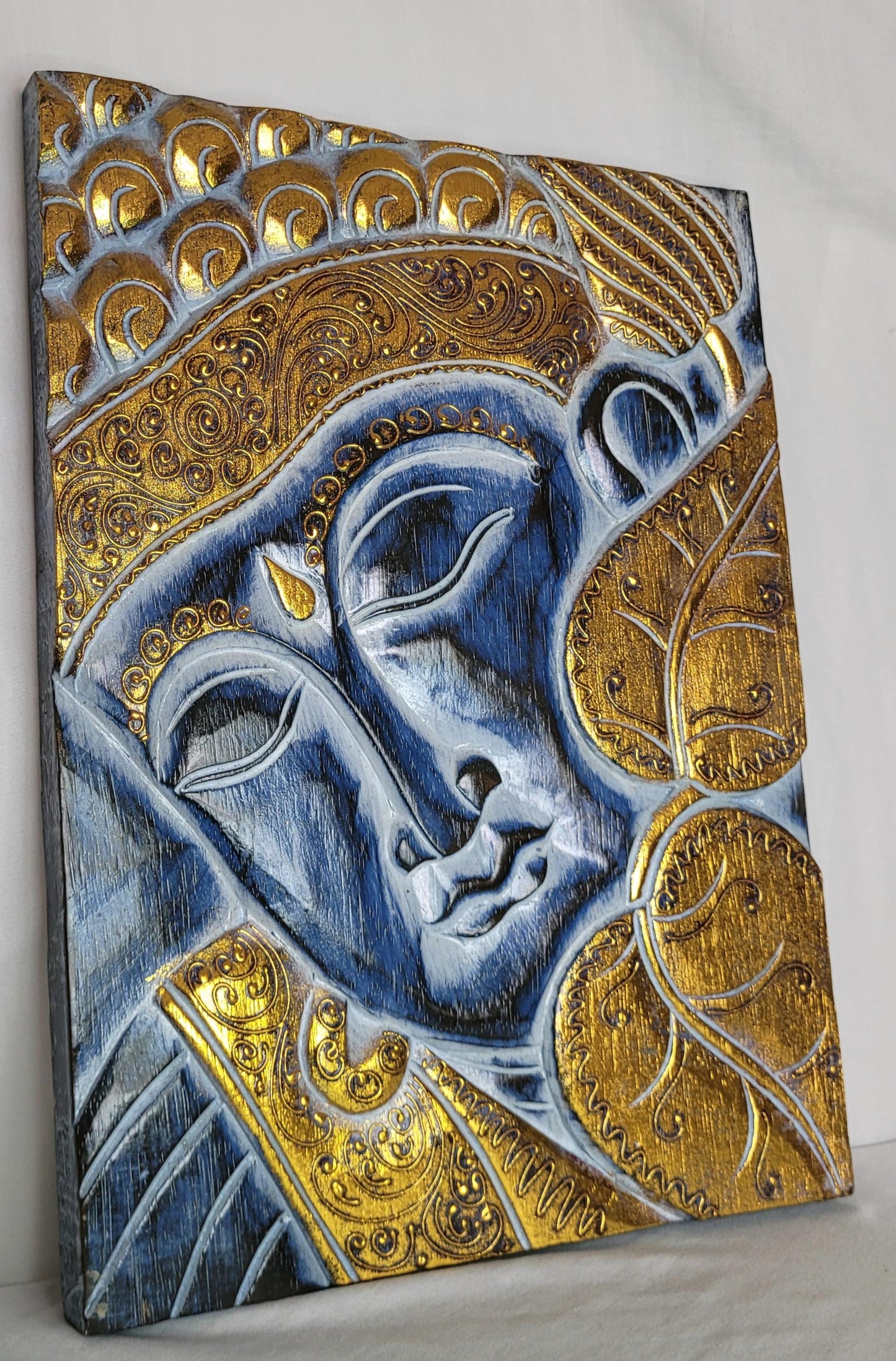 Buddha papan - Cuadro Buda 40 cm (Azul / Dorado) - 145